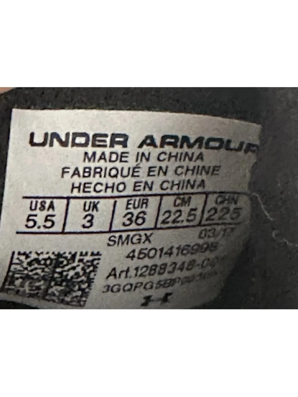 Under Armour Womens Charged Gray/Black Shoes Sneakers Sz 5.5